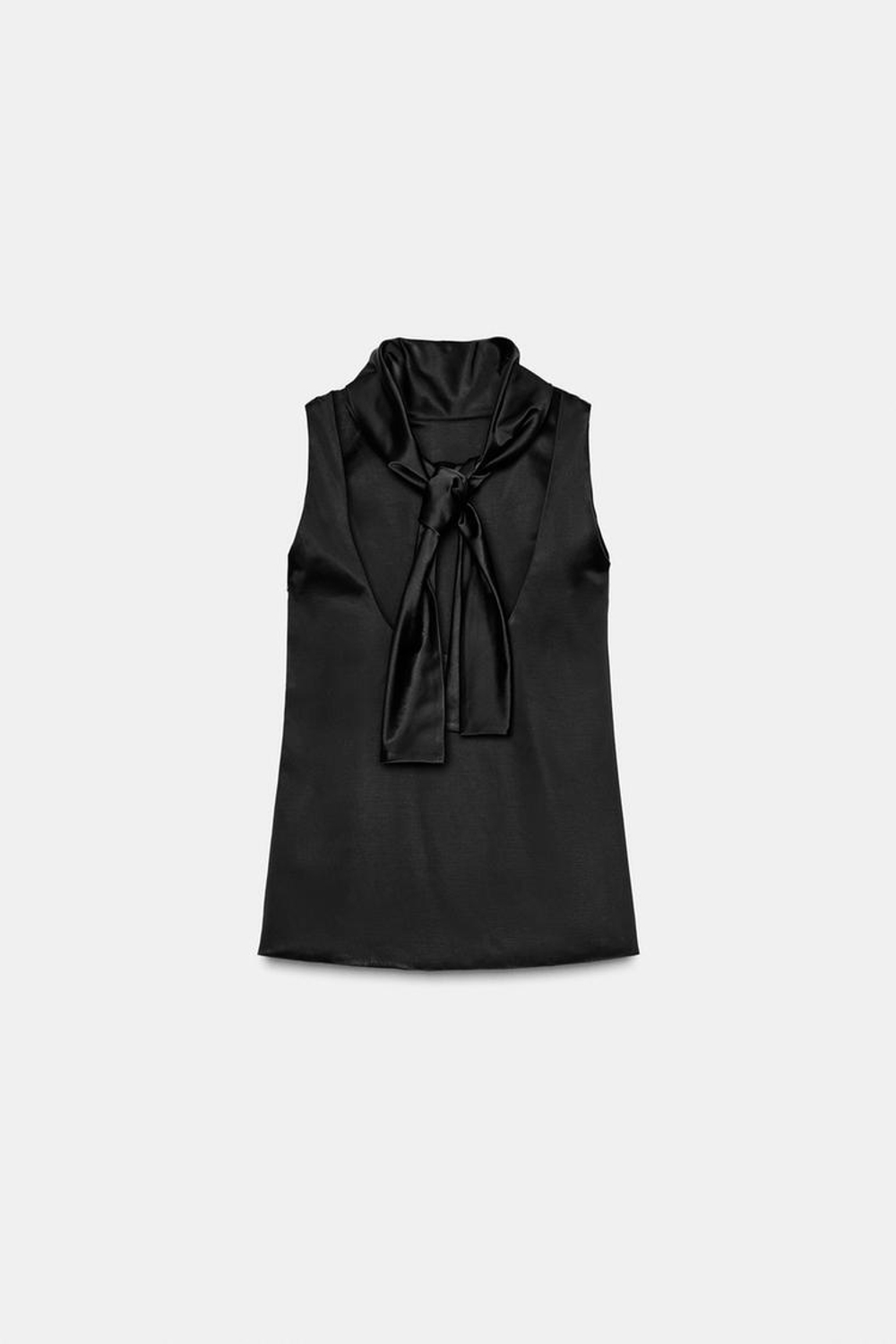 ZARA АТЛАСНЫЙ ТОП БЕЗ РУКАВОВ — ZW COLLECTION, ЧЕРНЫЙ