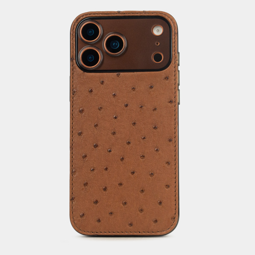 Чехол-накладка для iPhone 17 Pro - кожа страуса, коньяк