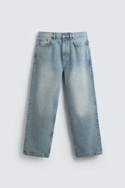 ZARA ДЖИНСЫ STRAIGHT ДЛИНОЙ ДО ЩИКОЛОТКИ, ГОЛУБОЙ