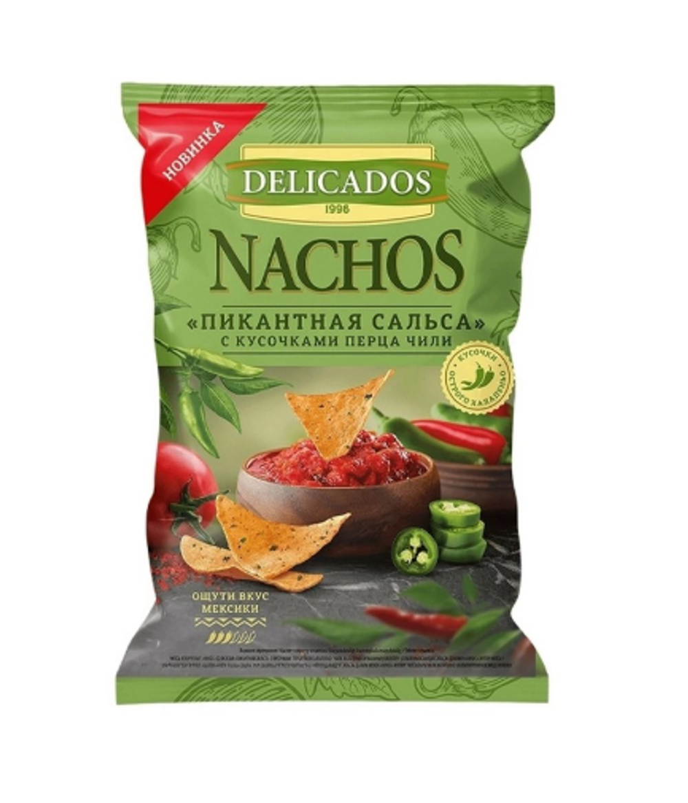 Чипсы кукурузные Delicados Nachos Пикантная сальса, 150г