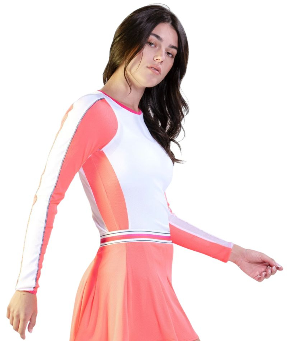 Женская теннисная футболка с длинным рукавом Lucky in Love Topspin Long Sleeve - white