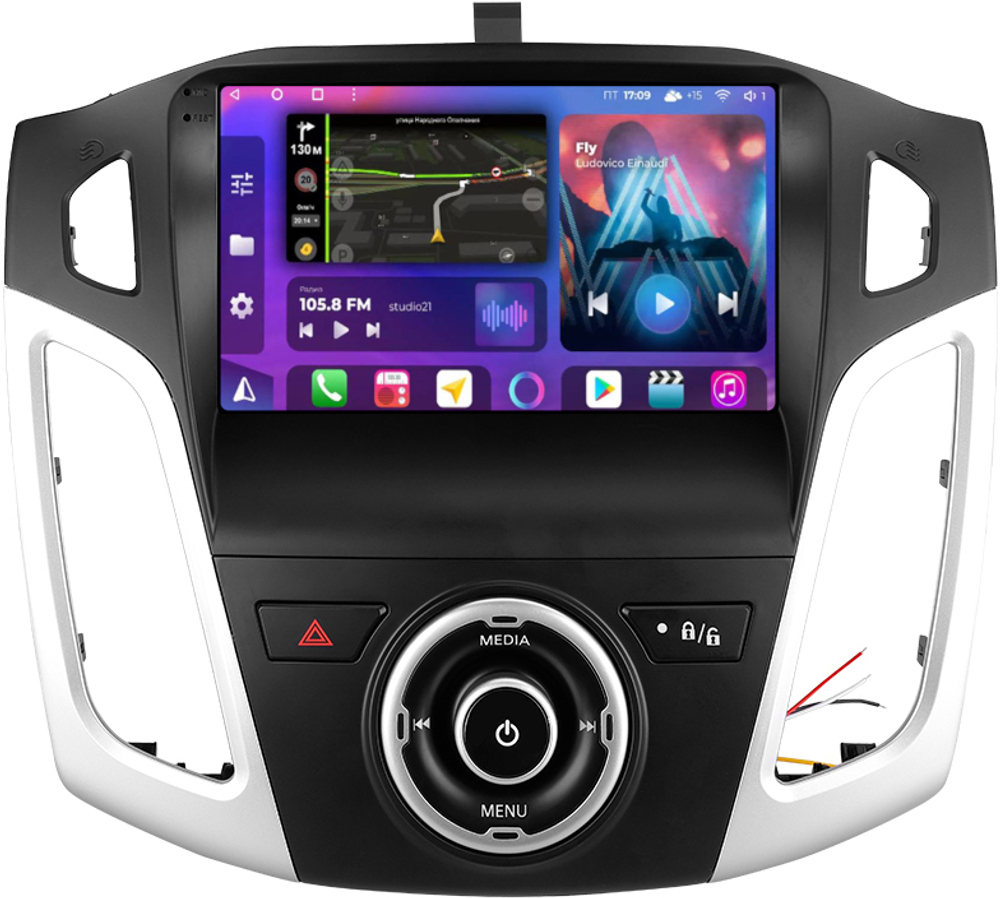 Магнитола для Ford Focus 3 2011-2019 (поддержка автопарковки) - FarCar GX9-7079F1 монитор 9.5" 2K QLED на Android 14, TS20, 6+128Гб, CarPlay, 4G SIM-слот