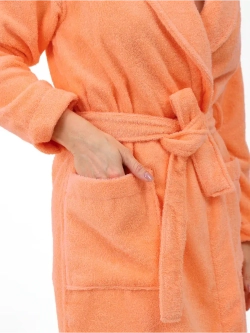 Халат женский махровый "Элит" с воротником шалькой, цвет: 028-Персиковый