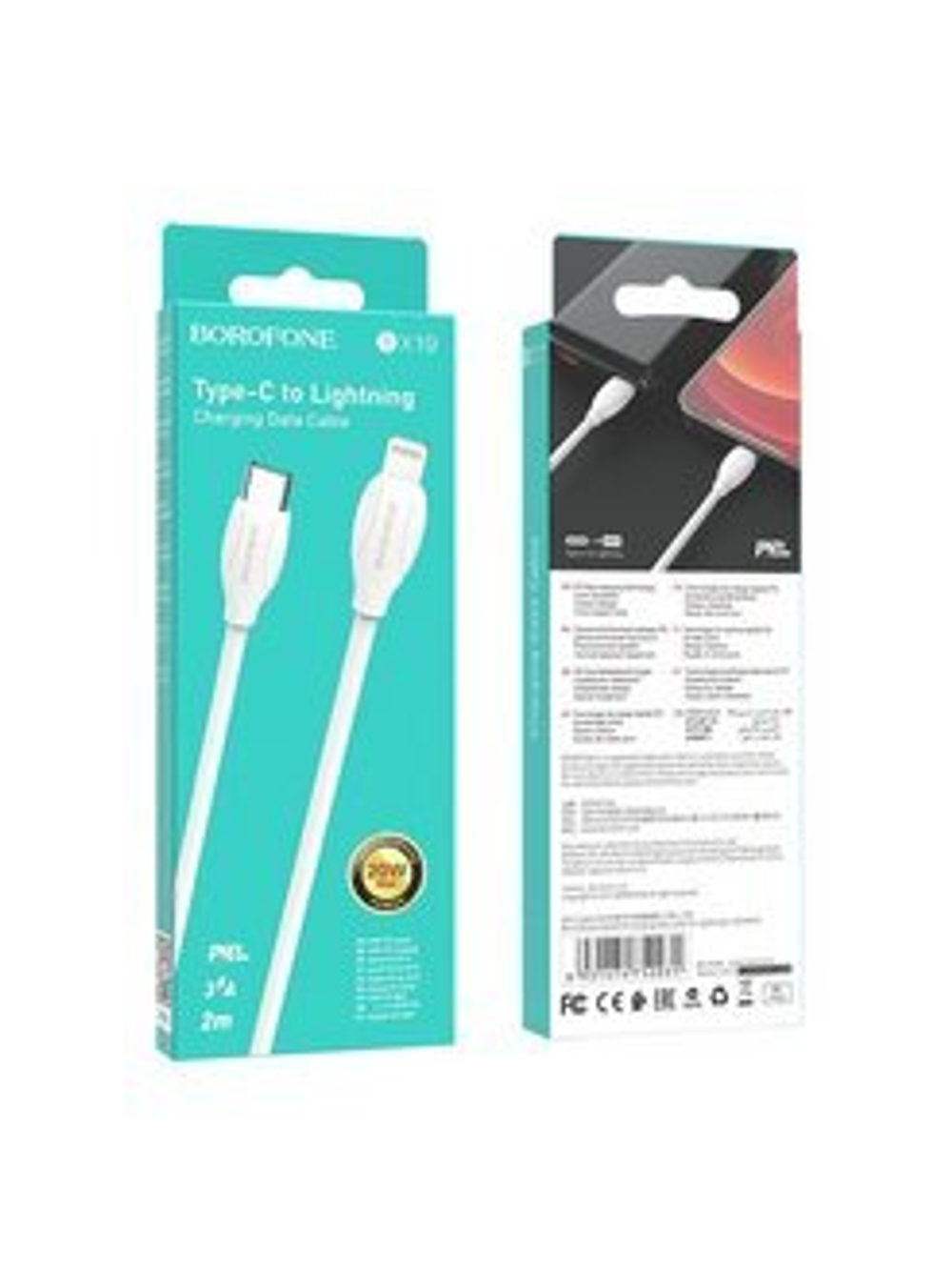 Кабель USB Type-C на Lightning BOROFONE BX19-PD белый 2м