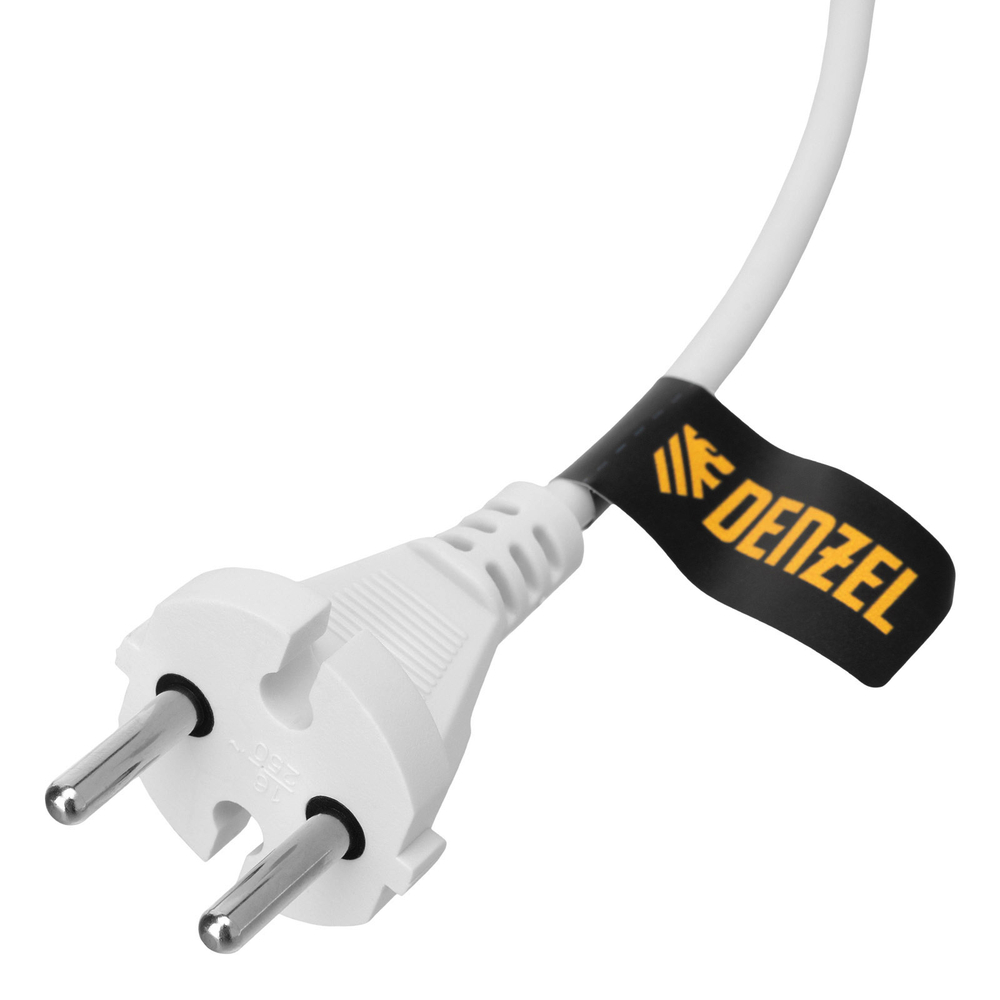 Шнур сетевой Energy Series, ПВС, 3 м, 2 x 1 мм, с неразборной вилкой, белый, Denzel