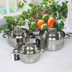 Набор посуды из нержавеющей стали ADELE 3 предмета (3 кастрюли 1,9л, 2,7л, 3,4л), DH08-6