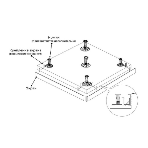 Экран для душевого поддона RGW N/ST-01 G (800x800)
