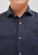 Рубашка мужская лен SHANYRAQ DARK BLUE