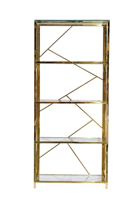 Стеллаж Garda Decor стекло прозр, золото 80*35*180 см