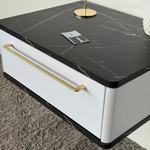 Тумба прикроватная подвесная ROYAL 5200 эко (Мрамор Неро-р.золото)