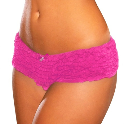 Неоново-розовые шортики с рюшками (Размер: M-L) (Цвет: ярко-розовый)