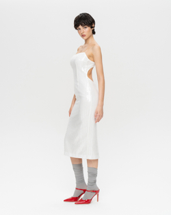 Платье миди из пайеток с открытой спиной