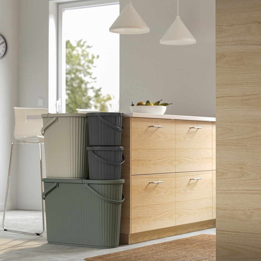 IKEA DAMMÄNG  (ИКЕА ДАММÄНГ)  -  Корзина с крышкой, темно-серый, 8 л