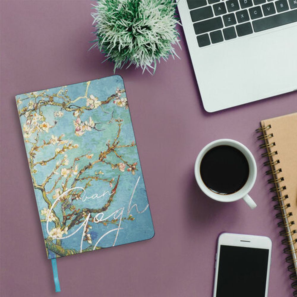 Ежедневник недатированный А5 (138х213 мм), BRAUBERG VISTA, под кожу, гибкий, 136 л., "Van Gogh", 111983