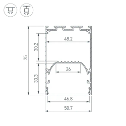 Профиль LINE-S-5075-3000 BLACK (Arlight, Алюминий) 041849