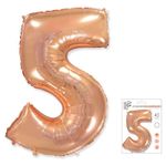 Шар (40"/102 см) Цифра "5" Розовое золото в упаковке / Five