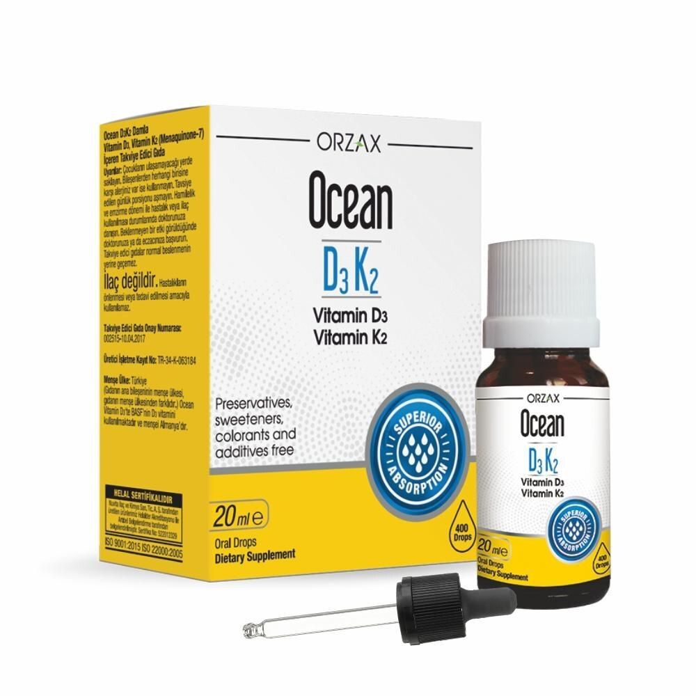 Orzax Ocean D3+K2 1000 iu drop 20 ml | Витамин Д3+К2