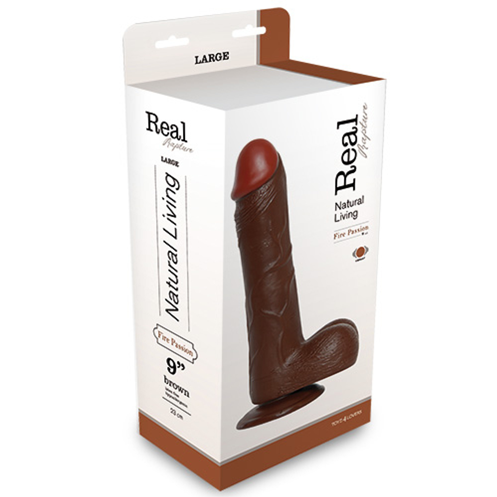 Коричневый вибратор REALISTIC VIBRATOR REAL RAPTURE BROWN - 25,5 см. (Цвет: коричневый)