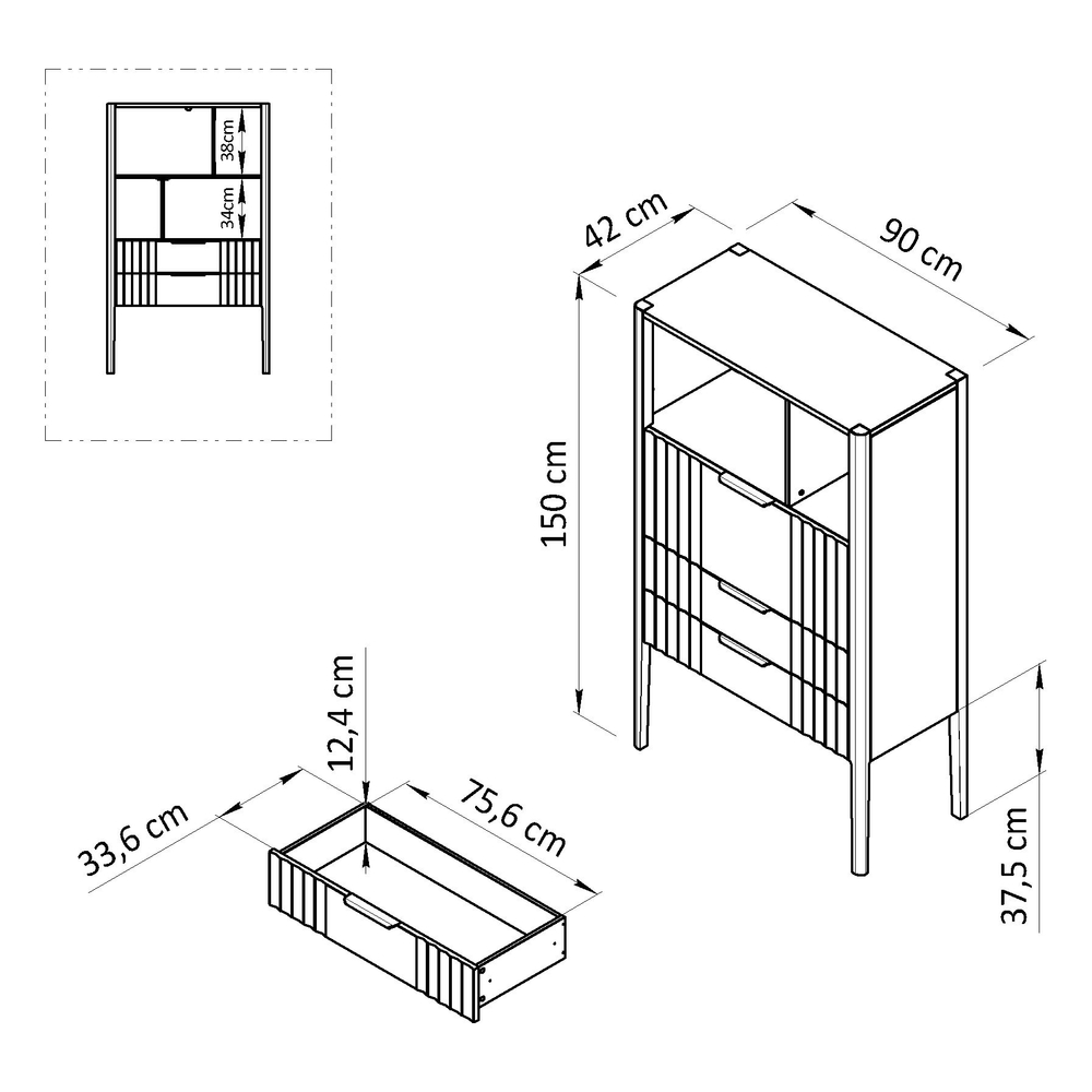 Книжный шкаф, 90х42х150, Розенбург, буфет, из массива дуба, MAKOSA