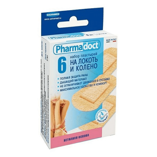 Pharmadoct Пластырь на локоть и колено 7×3,8 см 6 шт.