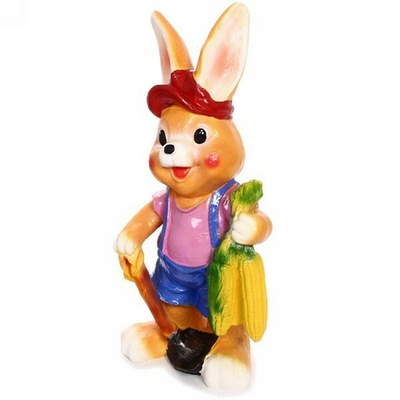 Фигура из гипса «Заяц с кукурузой» 68см