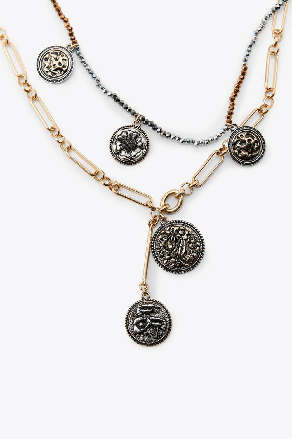 ZARA НАБОР ИЗ 3 ЦЕПОЧЕК С МЕДАЛЬОНАМИ, ЗОЛОТОЙ/СЕРЕБРЯНЫЙ