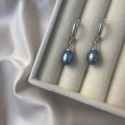 Серьги "Лунная тень" с натуральным черным жемчугом