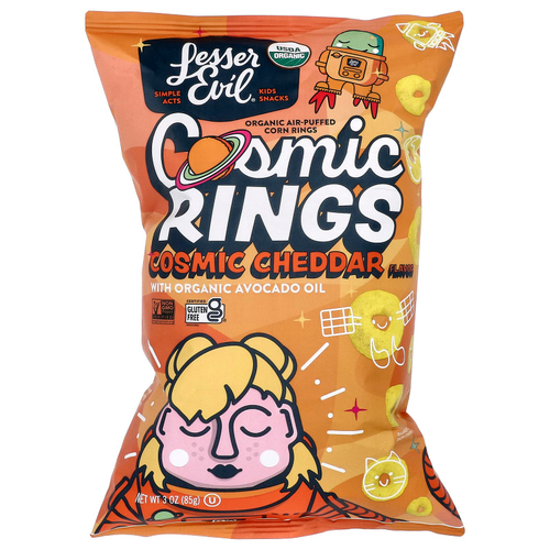 LesserEvil, Coslic Rings, космический чеддер, 85 г (3 унции)