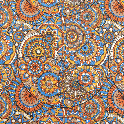 Атлас Армани стрейч принт, 90 гр/м2, 145 см, голубой