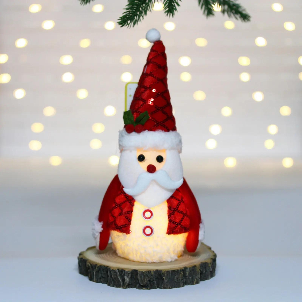 Сувенир новогодний «Новогодняя радость - Дед Мороз» 12*23*6,5 см, Красный (с подсветкой)