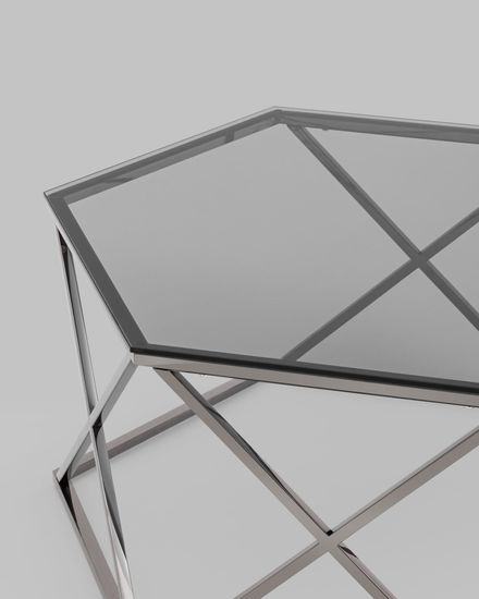 Журнальный столик Круз 93*80 стекло smoke сталь темный хром