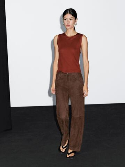 Massimo Dutti Топ без рукавов с двойной окантовкой, терракотовый