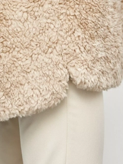 Шуба чебурашка с капюшоном, бежевая, Северина