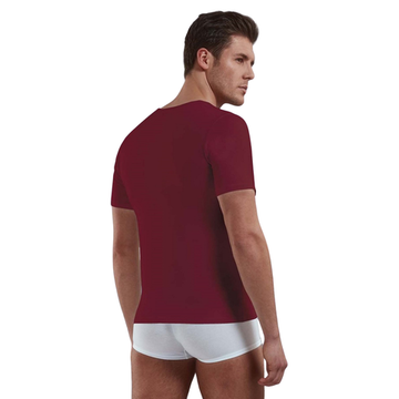 Мужская футболка с глубоким вырезом бордовая Doreanse 2820