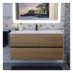 Тумба с раковиной Uperwood Barsa 100 см, раковина белая, подвесная тумба черная/дуб сонома