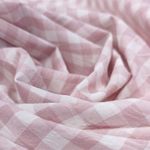 Варёный хлопок "Бежево-розовая клетка", 1*1 см