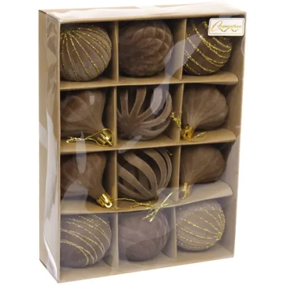 Набор елочных украшений VELOUR «Восточная ночь» 6 см (набор 12 шт), Кофейный