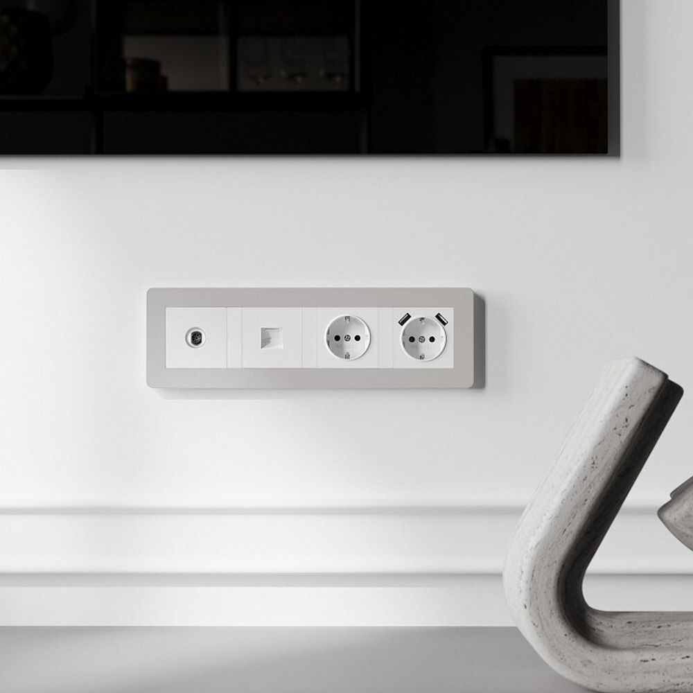 Рамка на 4 поста Werkel Split (дымчатый/белый, soft-touch) W0043067