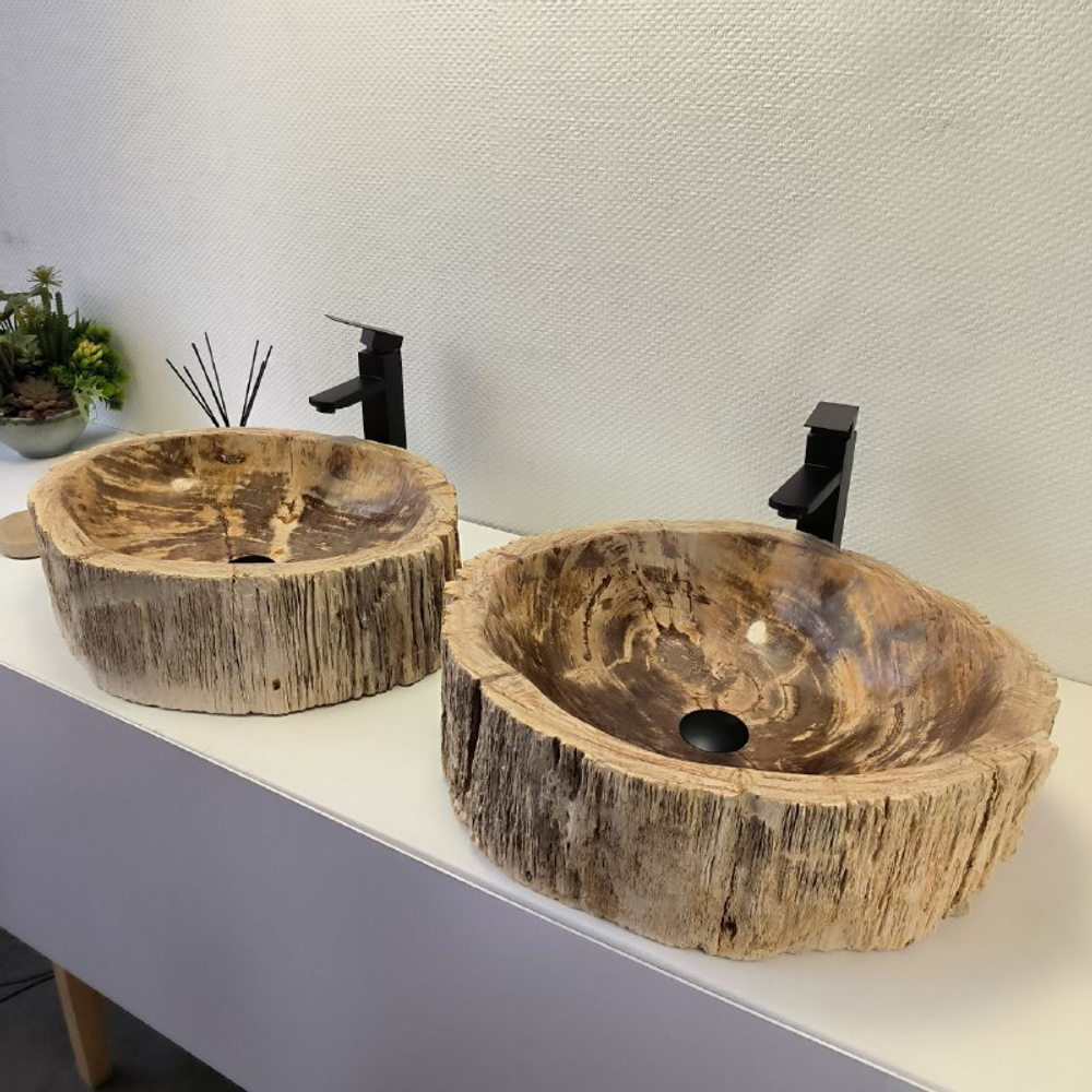 Раковина из окаменелого дерева ПАРА! OD-62335 56*49*16 2шт