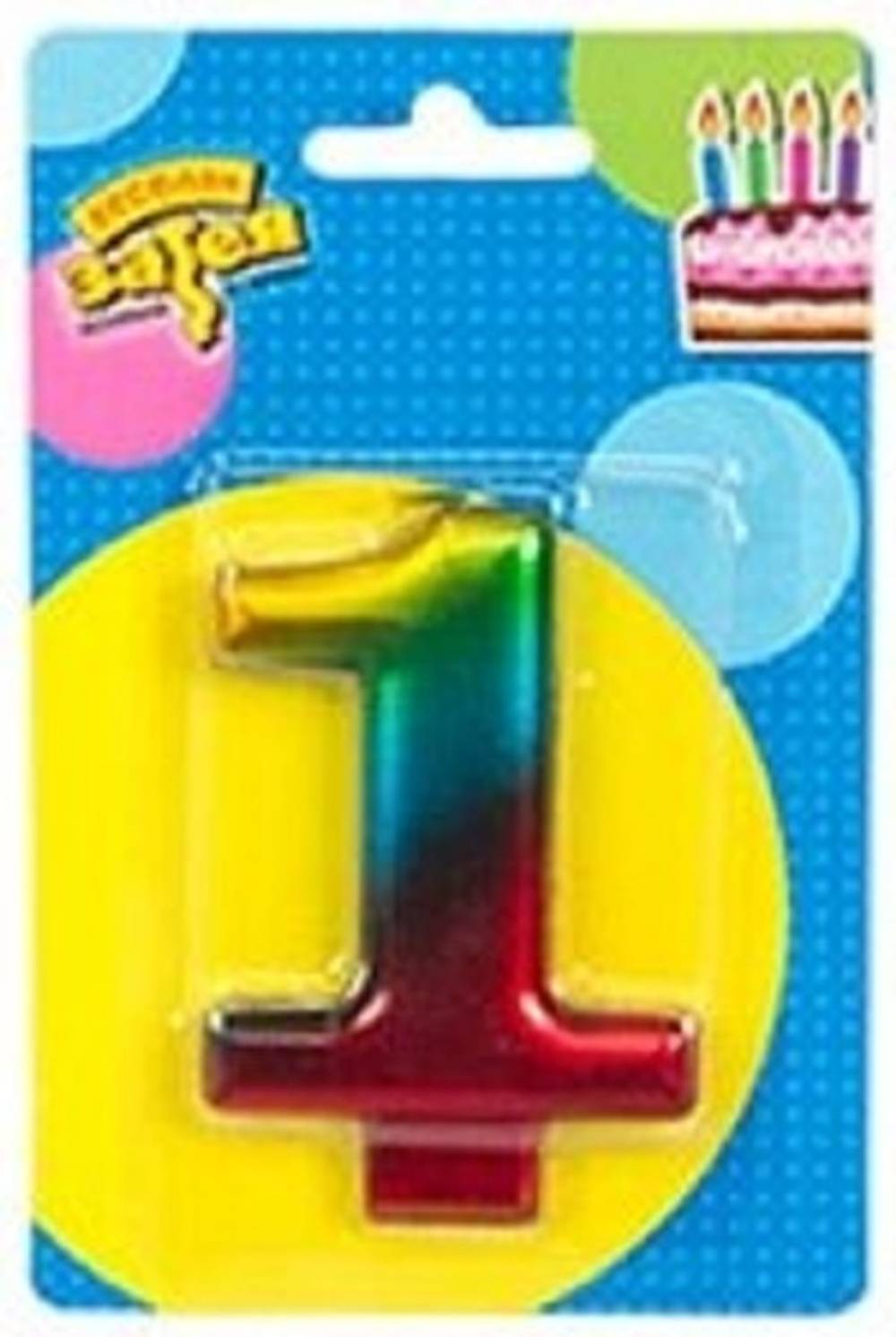 Свеча -цифра "1" Радуга металлик 8см/V