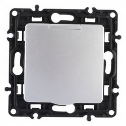 Розетка влагозащищенная с заземлением и со шторкой с крышкой Arte Milano am-217 217.41-1.silver