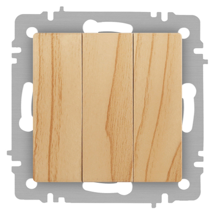 Выключатель Intro Accent 6-106-11 тройной, 10А-250В, IP20, СУ, AL/CU, сосна
