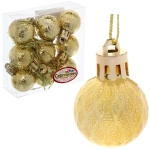 Новогодние шары 3 см (набор 9 шт) «Рельефный узор», золотой