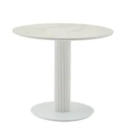 Стол Terano Ø90 см, белая матовая керамика, белая ножка
