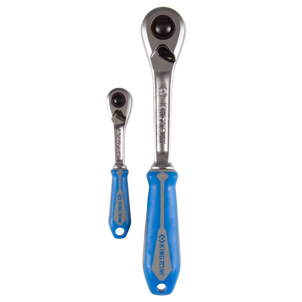 KING TONY (7773GS) Набор трещоток 1/4", 1/2", 90 зубцов, флажковых с кнопкой, 2 предмета