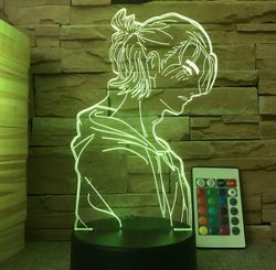 Акриловый светильник на черной подставке "Атака Титанов - Эрен"