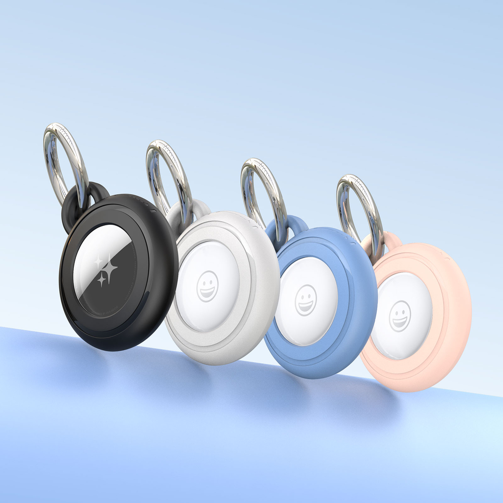 Водонепроницаемый чехол для для AirTag, в комплекте 4 штуки (черный, белый, синий и розовый) с кольцом, Dux Ducis