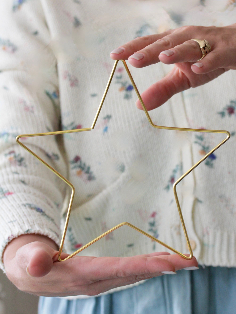 Основа для макраме Звезда 20 см, цвет золотистый, неразъемная (набор 3 шт.) /основа для декорирования и ловца снов