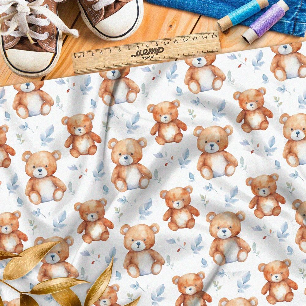 Ткань премиум шелк искусственный Армани толпа игрушечных медведей