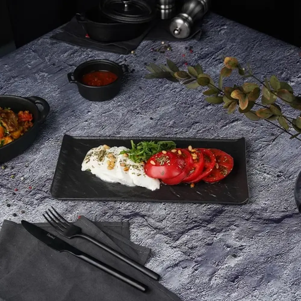 Блюдо прямоугольное 29,5*15 см h1,6 см с бортами Side Up2 Black Raw Stellar P.L. Proff Cuisine [1]